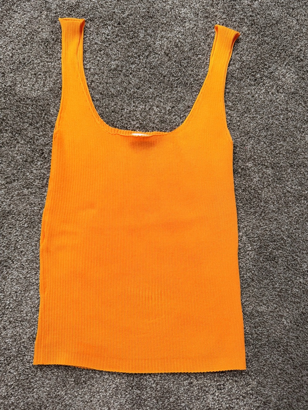 Sandro Orange Ribbed Square-Neck Tank - Picture 4 of 6